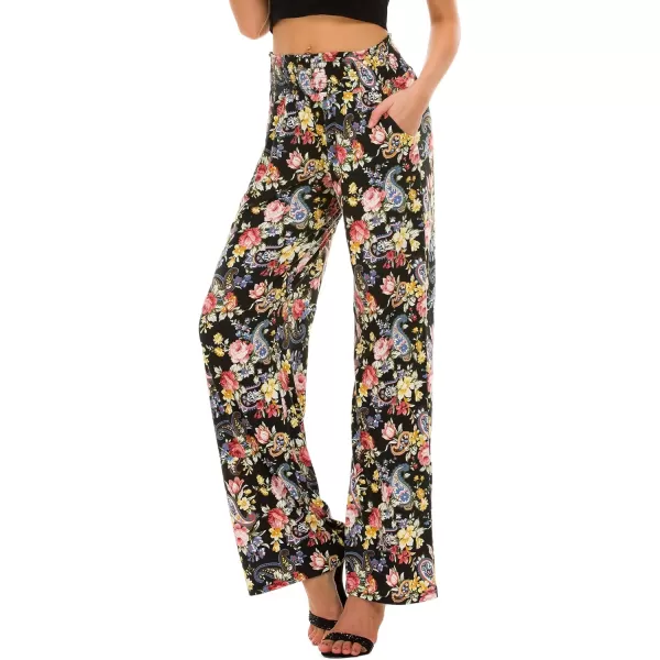 Urban CoCo Womens Boho Palazzo Pants Wide Leg Beach Pants High Waisted Lounge Pants with PocketsP5