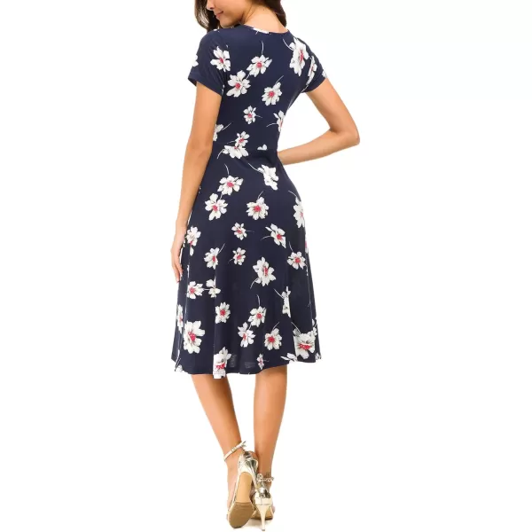 Urban CoCo Womens Floral Print Short Sleeve Flared Midi Dress 3