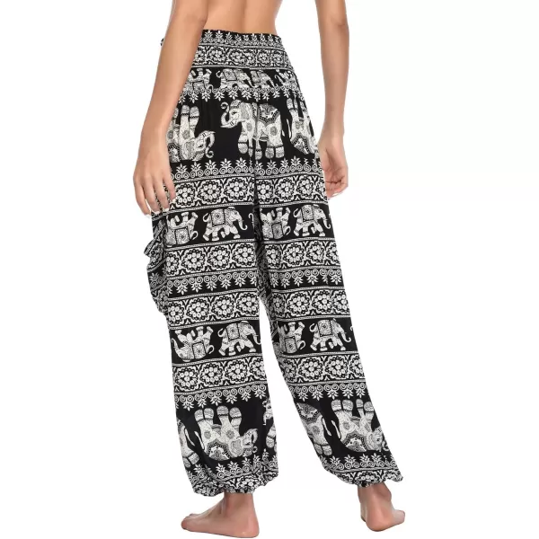 Urban CoCo Womens Smocked Waist Boho Floral Print Harem Yoga Pants 1