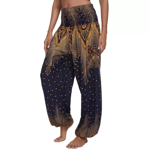 Urban CoCo Womens Smocked Waist Boho Floral Print Harem Yoga Pants 5