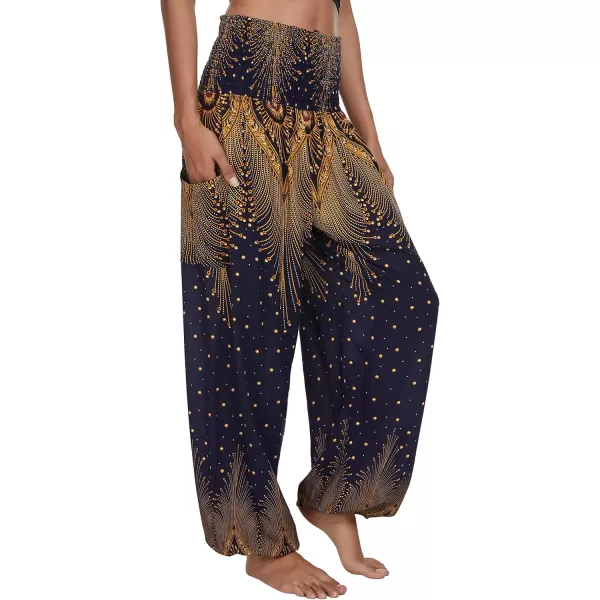 Urban CoCo Womens Smocked Waist Boho Floral Print Harem Yoga Pants 5