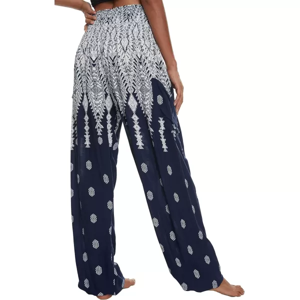 Urban CoCo Womens Smocked Waist Boho Floral Print Harem Yoga Pants 6