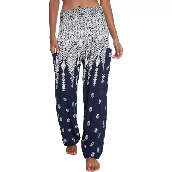 Urban CoCo Womens Smocked Waist Boho Floral Print Harem Yoga Pants 6