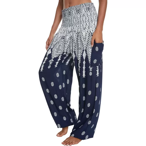 Urban CoCo Womens Smocked Waist Boho Floral Print Harem Yoga Pants 6