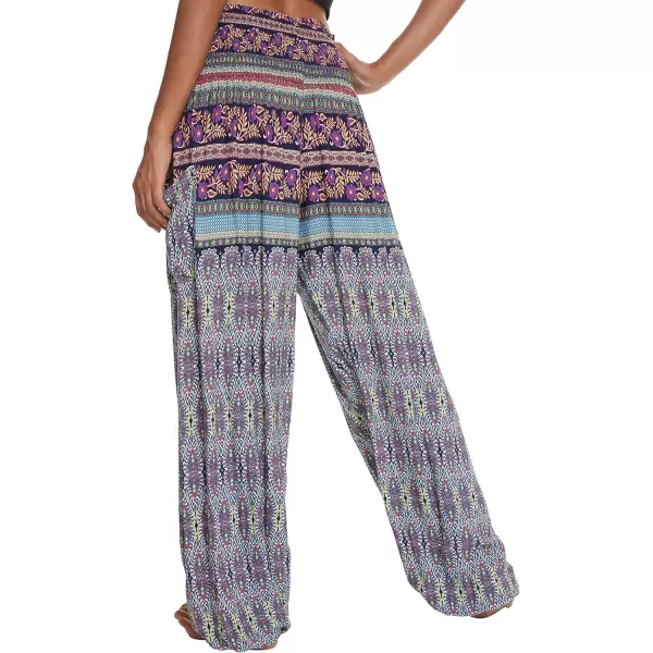 Urban CoCo Womens Smocked Waist Boho Floral Print Harem Yoga Pants 7