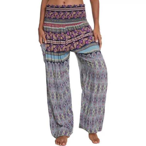 Urban CoCo Womens Smocked Waist Boho Floral Print Harem Yoga Pants 7