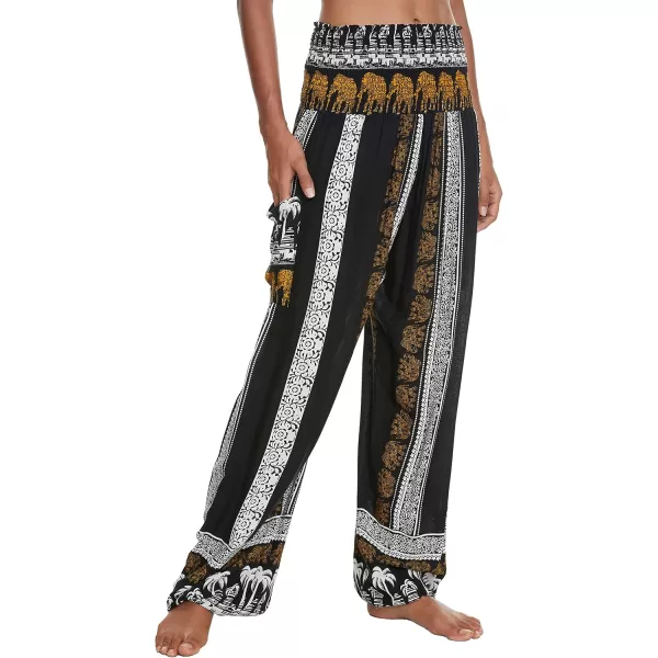 Urban CoCo Womens Smocked Waist Boho Floral Print Harem Yoga Pants 8