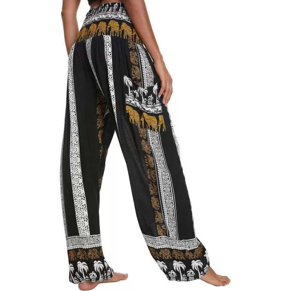 Urban CoCo Womens Smocked Waist Boho Floral Print Harem Yoga Pants 8