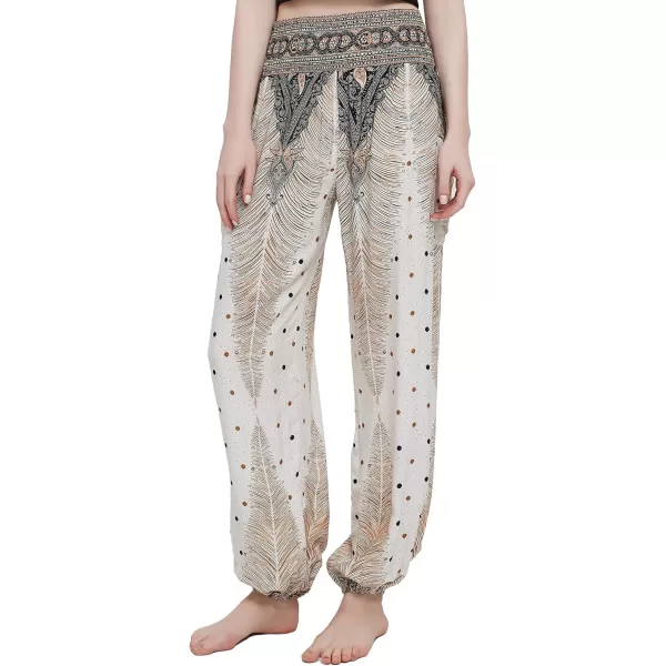 Urban CoCo Womens Smocked Waist Boho Floral Print Harem Yoga Pants10