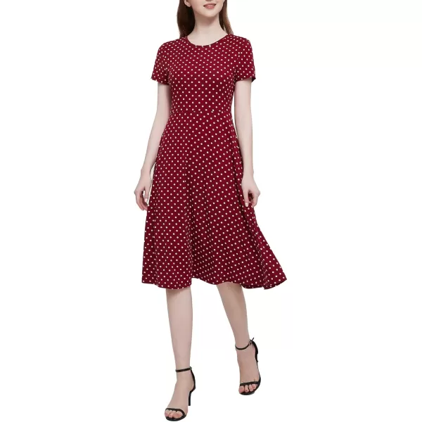 Urban CoCo Womens Vintage Short Sleeve High Waist Flared Midi Casual Summer Dress20