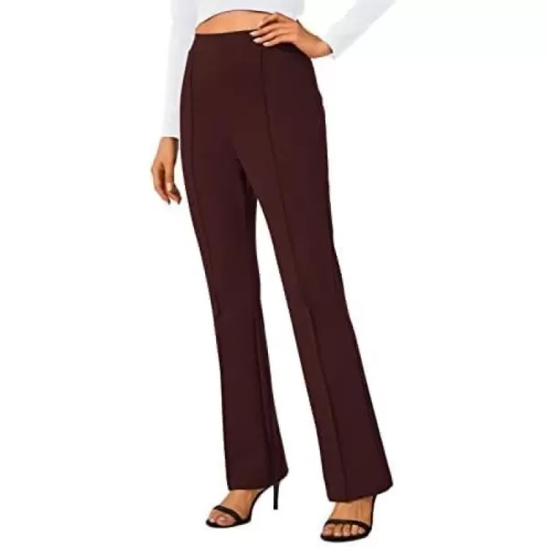 Urban CoCo Stretchy Work Pants Bootcut Yoga Pants Petite Slacks for Office CasualBurgundy