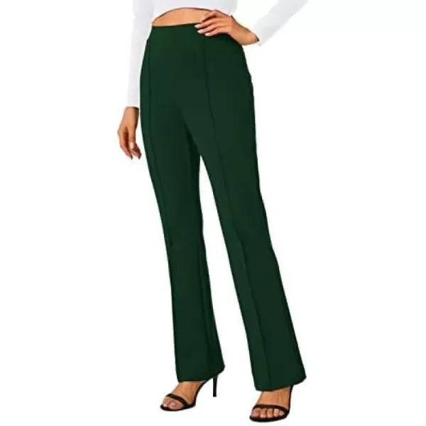 Urban CoCo Stretchy Work Pants Bootcut Yoga Pants Petite Slacks for Office CasualCark Green