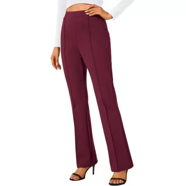Urban CoCo Stretchy Work Pants Bootcut Yoga Pants Petite Slacks for Office CasualWine Red