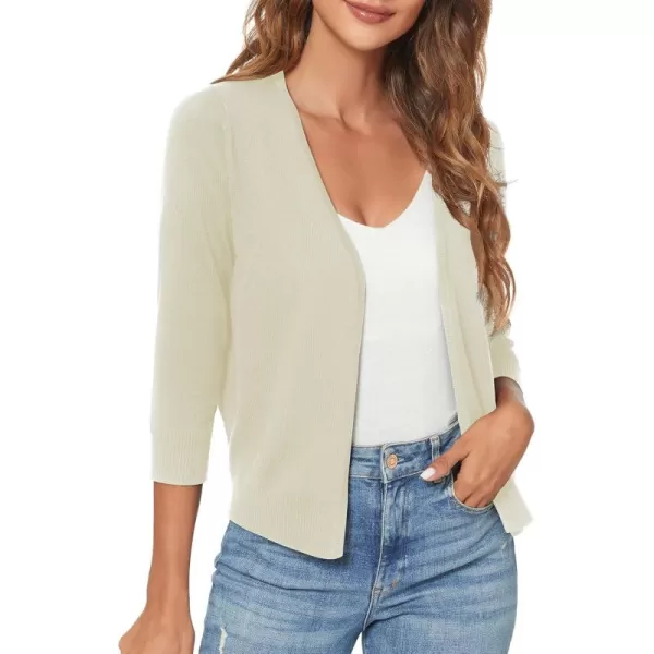 Urban CoCo Womens 34 Sleeve Shrugs Open Front Cropped Sweater CardiganApricot