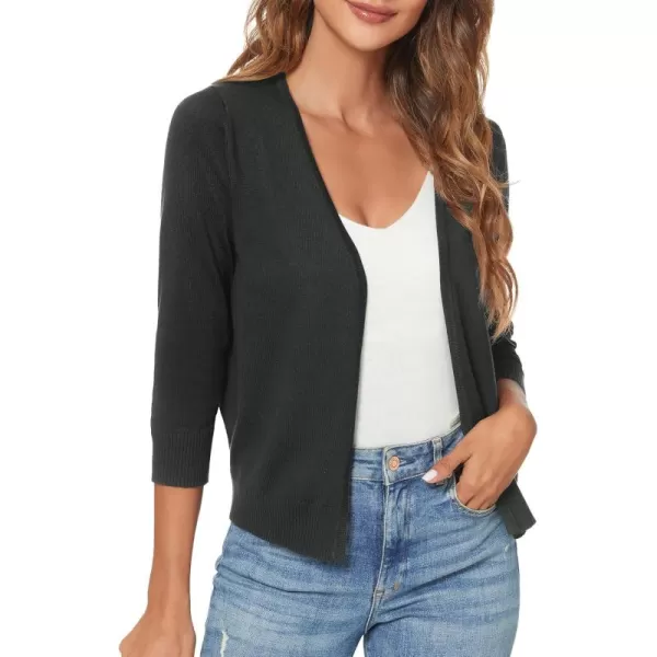Urban CoCo Womens 34 Sleeve Shrugs Open Front Cropped Sweater CardiganBlack