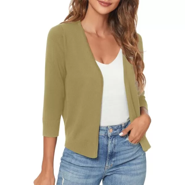 Urban CoCo Womens 34 Sleeve Shrugs Open Front Cropped Sweater CardiganCamel