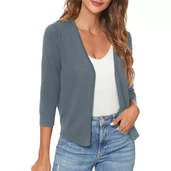 Urban CoCo Womens 34 Sleeve Shrugs Open Front Cropped Sweater CardiganDeep Grey