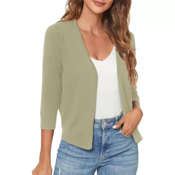 Urban CoCo Womens 34 Sleeve Shrugs Open Front Cropped Sweater CardiganKhaki