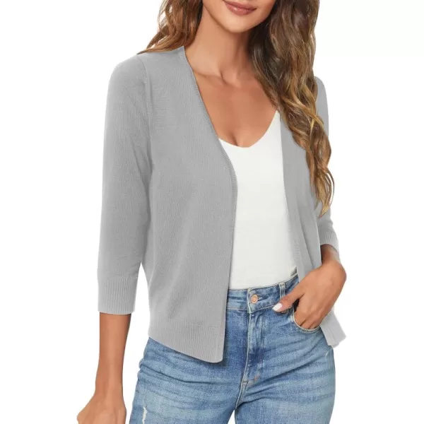 Urban CoCo Womens 34 Sleeve Shrugs Open Front Cropped Sweater CardiganLlight Gray