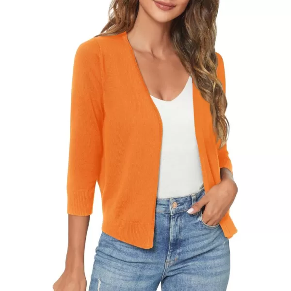 Urban CoCo Womens 34 Sleeve Shrugs Open Front Cropped Sweater CardiganOrange