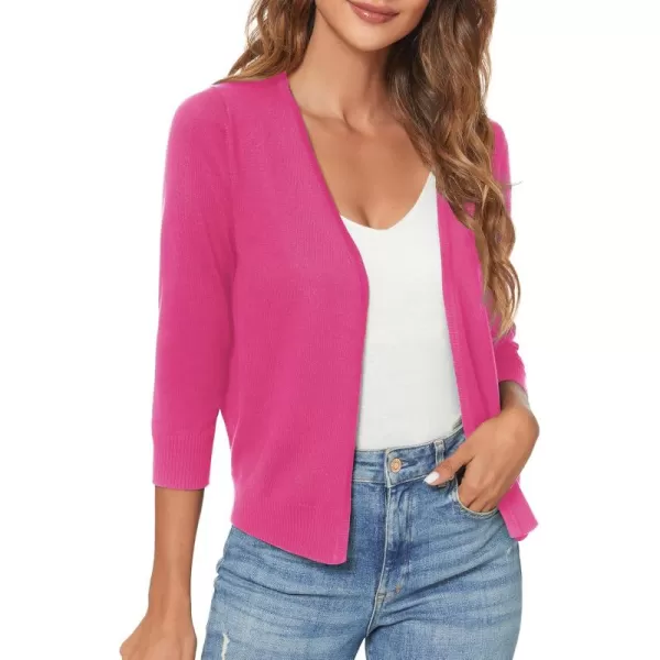 Urban CoCo Womens 34 Sleeve Shrugs Open Front Cropped Sweater CardiganRose