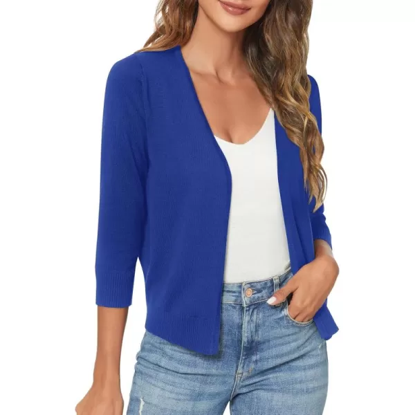 Urban CoCo Womens 34 Sleeve Shrugs Open Front Cropped Sweater CardiganRoyal Blue
