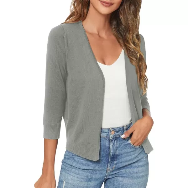 Urban CoCo Womens 34 Sleeve Shrugs Open Front Cropped Sweater CardiganWashed Olive