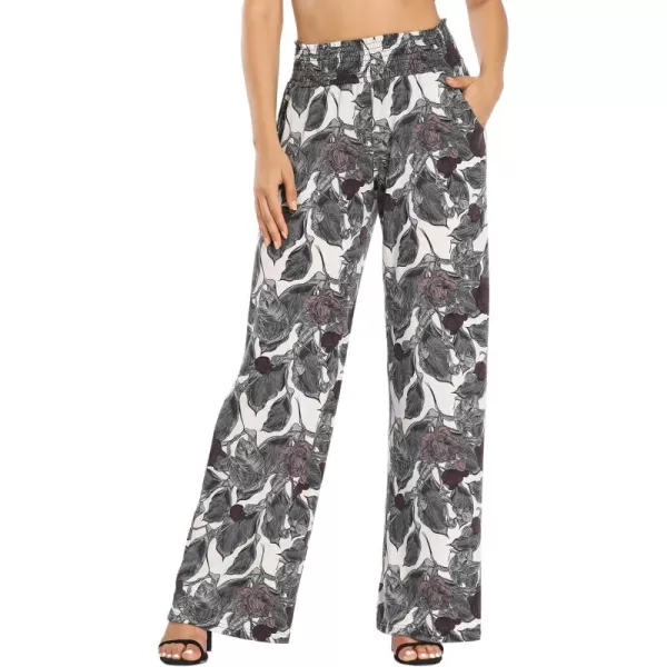 Urban CoCo Womens Boho Palazzo Pants Wide Leg Beach Pants High Waisted Lounge Pants with Pockets10