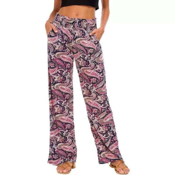 Urban CoCo Womens Boho Palazzo Pants Wide Leg Beach Pants High Waisted Lounge Pants with Pockets6