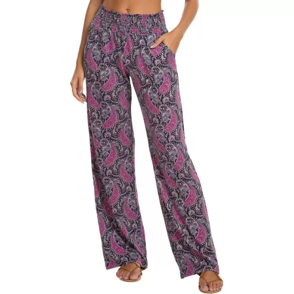 Urban CoCo Womens Boho Palazzo Pants Wide Leg Beach Pants High Waisted Lounge Pants with Pockets8