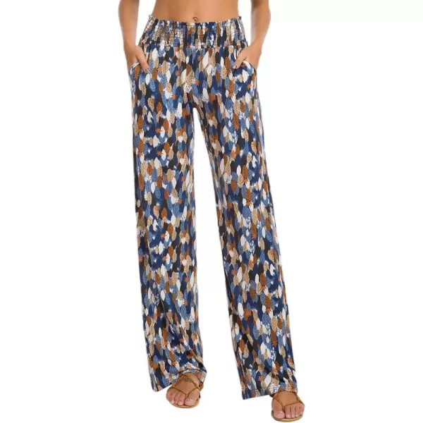 Urban CoCo Womens Boho Palazzo Pants Wide Leg Beach Pants High Waisted Lounge Pants with PocketsMulticolorAssorted