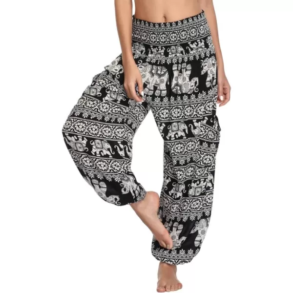 Urban CoCo Womens Smocked Waist Boho Floral Print Harem Yoga Pants 1
