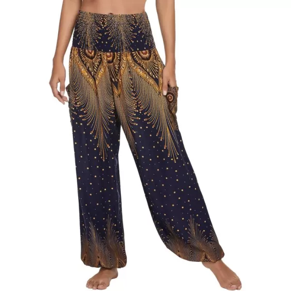 Urban CoCo Womens Smocked Waist Boho Floral Print Harem Yoga Pants 5