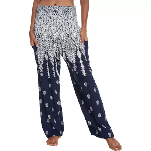 Urban CoCo Womens Smocked Waist Boho Floral Print Harem Yoga Pants 6