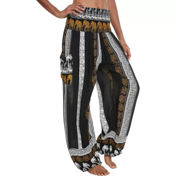 Urban CoCo Womens Smocked Waist Boho Floral Print Harem Yoga Pants 8