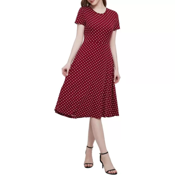 Urban CoCo Womens Vintage Short Sleeve High Waist Flared Midi Casual Summer Dress20