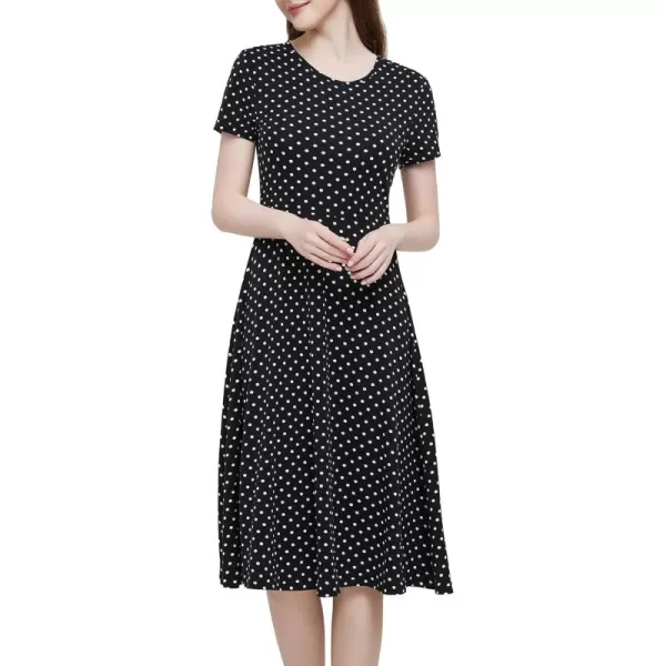 Urban CoCo Womens Vintage Short Sleeve High Waist Flared Midi Casual Summer Dress21