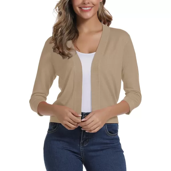 Urban CoCo Womens 34 Sleeve Cropped Cardigan Sweater Elegant Shrugs for WomenApricot