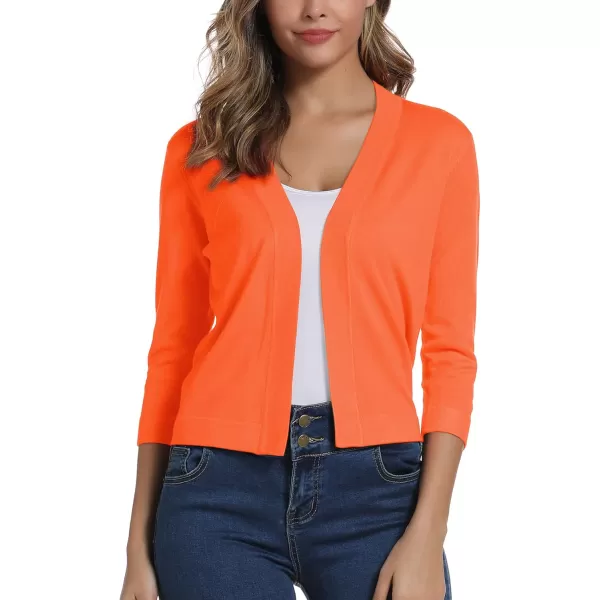 Urban CoCo Womens 34 Sleeve Cropped Cardigan Sweater Elegant Shrugs for WomenOrange