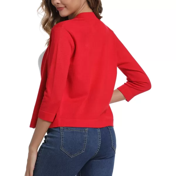Urban CoCo Womens 34 Sleeve Cropped Cardigan Sweater Elegant Shrugs for WomenRed