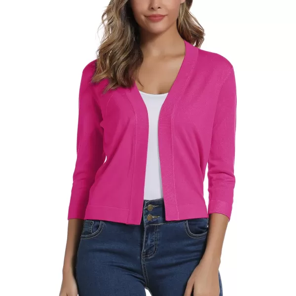 Urban CoCo Womens 34 Sleeve Cropped Cardigan Sweater Elegant Shrugs for WomenRose