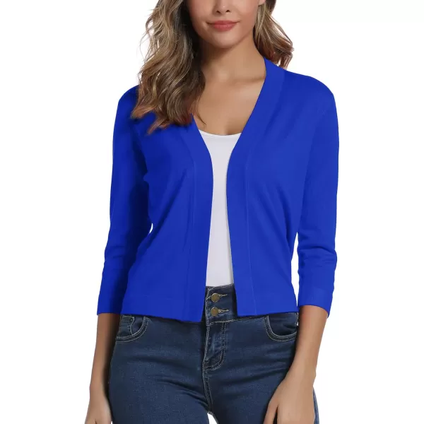 Urban CoCo Womens 34 Sleeve Cropped Cardigan Sweater Elegant Shrugs for WomenRoyal Blue