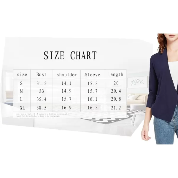 Urban CoCo Womens 34 Sleeve Cropped Open Front Cardigan Knit Lightweight V Neck Knit Bolero Shrugs with PocketsWashed Oliver
