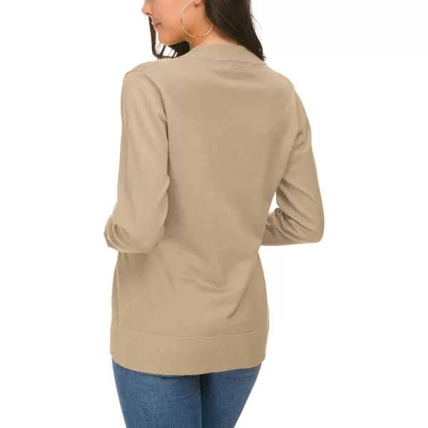 Urban CoCo Womens Long Sleeve Open Front Knit Cardigan SweaterApricot