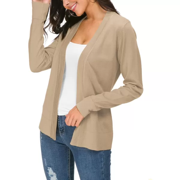 Urban CoCo Womens Long Sleeve Open Front Knit Cardigan SweaterApricot