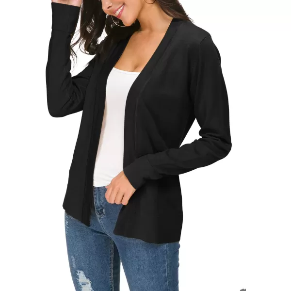 Urban CoCo Womens Long Sleeve Open Front Knit Cardigan SweaterBlack