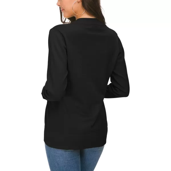 Urban CoCo Womens Long Sleeve Open Front Knit Cardigan SweaterBlack
