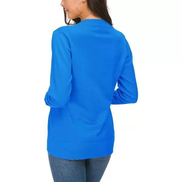 Urban CoCo Womens Long Sleeve Open Front Knit Cardigan SweaterBlue