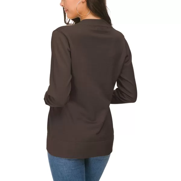 Urban CoCo Womens Long Sleeve Open Front Knit Cardigan SweaterBrown