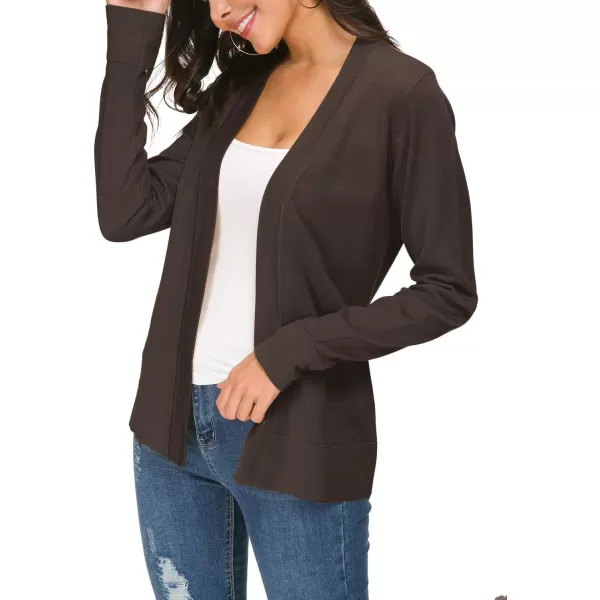 Urban CoCo Womens Long Sleeve Open Front Knit Cardigan SweaterBrown